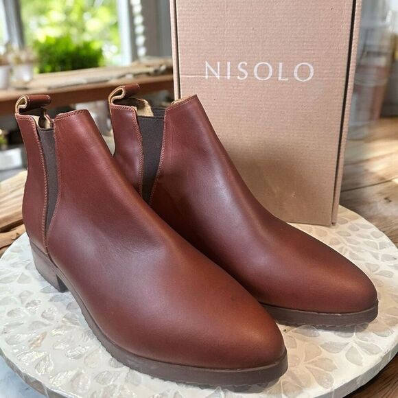 NISOLO Anthropologie $228 Chelsea Boots Women’s 9 Leather Ankle NEW Sustainable - Picture 3 of 16